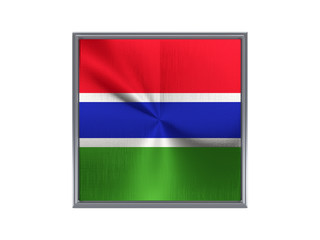 Square metal button with flag of gambia