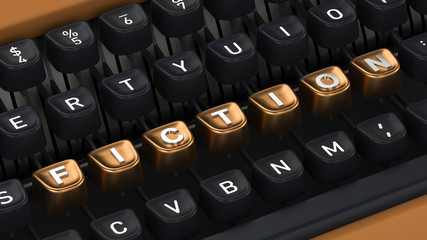 Typewriter with FICTION buttons