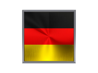 Square metal button with flag of germany
