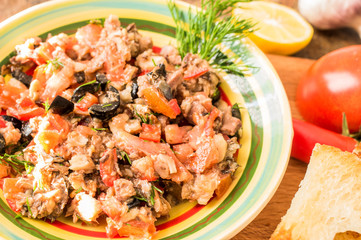 Tapas of fish and vegetables