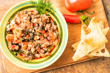 Tapas of fish and vegetables