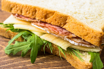 Sandwich with cheese and sausage