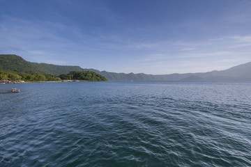 Beautiful panoramic view of Coatepeque lake in El Salvador