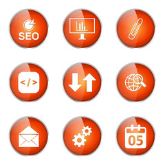 SEO Internet Sign Orange Vector Button Icon Design Set 6