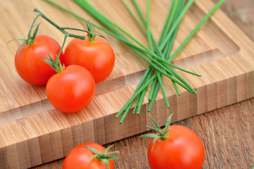 Cherry Tomatoes  - Chives / Cutting Board