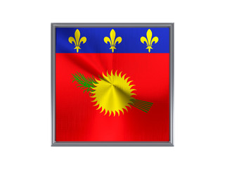 Square metal button with flag of guadeloupe