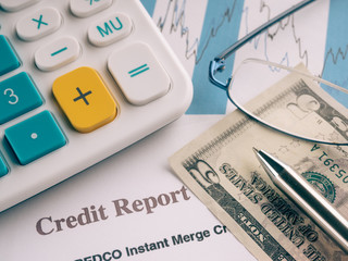 Fototapeta premium credit report on the desk.