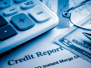Fototapeta premium credit report on the desk.