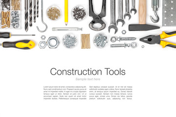 Fototapeta set of tools on white background top view obraz