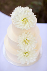 White Wedding Cake with Daisies