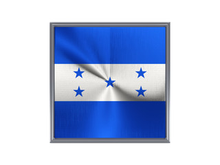 Square metal button with flag of honduras