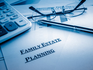 family estate planning on the desk.