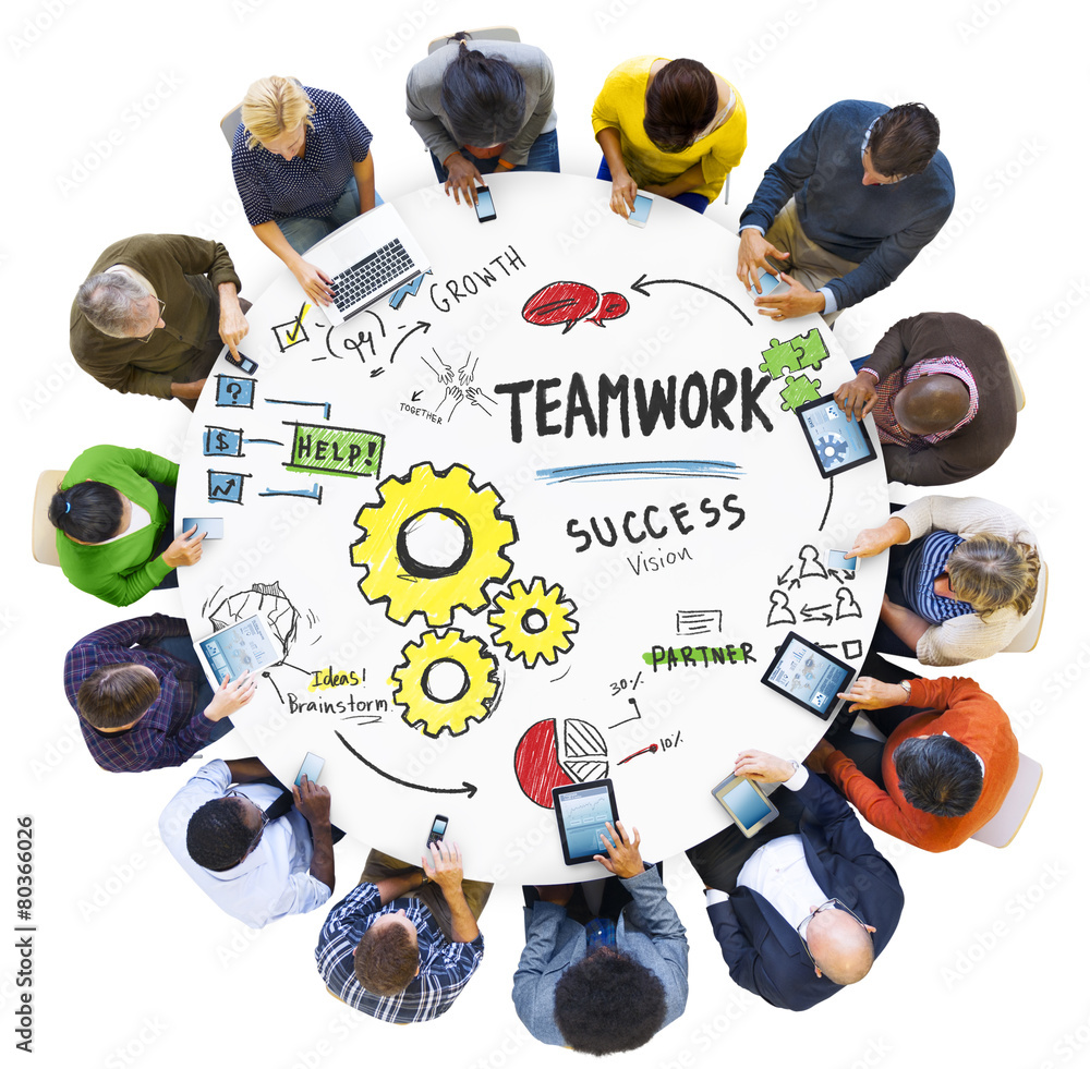 Sticker teamwork team together collaboration meeting technology concept - Stickers