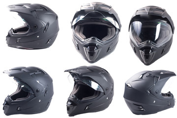 black motorcycle helmet isolated