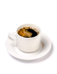 isolated coffee cup and saucer. 