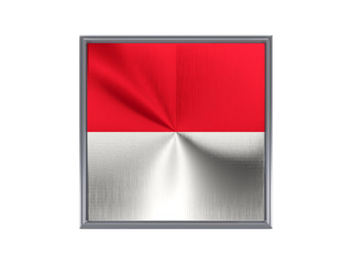 Square metal button with flag of indonesia