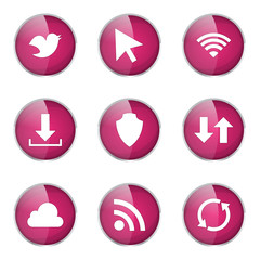 Web Internet Social Pink Vector Button Icon Design Set