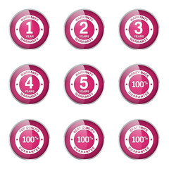 Warranty Guarantee Seal Pink Vector Button Icon Design Set