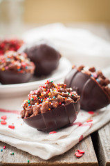 Homemade Chocolate Eggs with Rice and Wheat Cereal