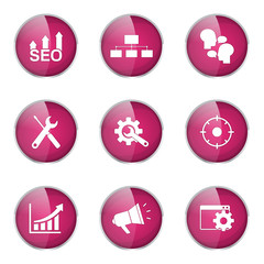 SEO Internet Sign Pink Vector Button Icon Design Set 5