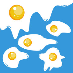 Fried eggs icon on blue background.