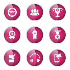 SEO Internet Sign Pink Vector Button Icon Design Set 9