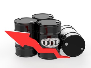 Oil Barrels with Red Arrow Up.