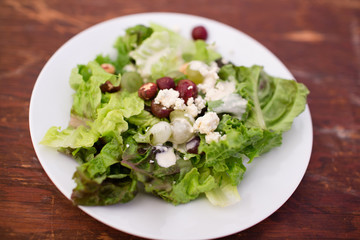 Salad with Grapes and Roasted Hazelnuts and Gorgonzola Dressing