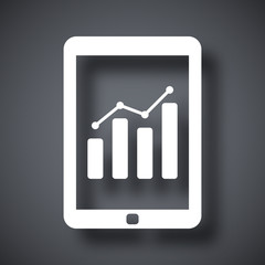 Vector tablet with business chart icon