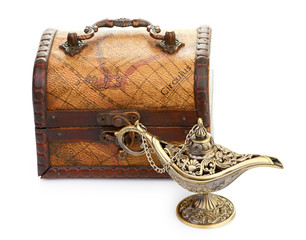 chest and aladin lamp