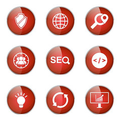 SEO Internet Sign Red Vector Button Icon Design Set 2
