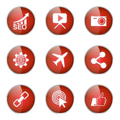 SEO Internet Sign Red Vector Button Icon Design Set 1