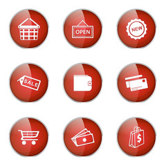 Shopping Sign Red Vector Button Icon Design Set 2