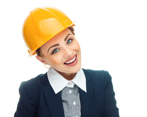 Engineer woman over white background