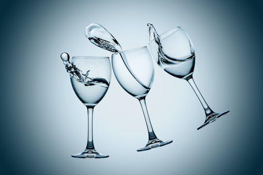 Three Water Glasses Splash