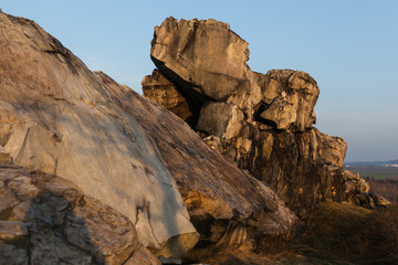 Teufelsmauer bei Thale im Sonnenuntergang