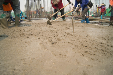 Workers were pouring concrete