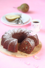Vegan Semolina Chocolate Cake with Pears and Walnuts