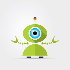 Obraz premium Cartoon Character Cute green Robot