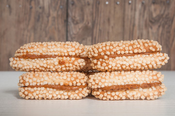some cookies on wooden background