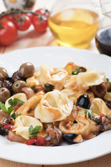 Tortellini and olive salad
