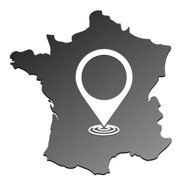 carte de france noire symbole géolocalisation