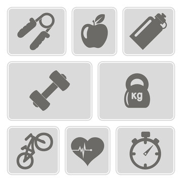 monochrome set  with fitness icons