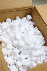 packing box with white packaging filling
