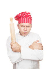 Angry chef with rolling pin