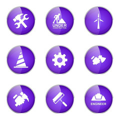 Construction Tools Violet Vector Button Icon Design Set 2