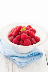 Bowl of juicy raspberries