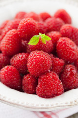 Bowl of juicy raspberries