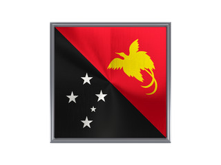 Square metal button with flag of papua new guinea