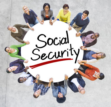 Aerial View of People and Social Security Concepts